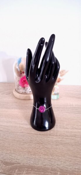 Bracelet paillette résine époxy fait main acier inoxydable artisanat France fashion France rose et doré