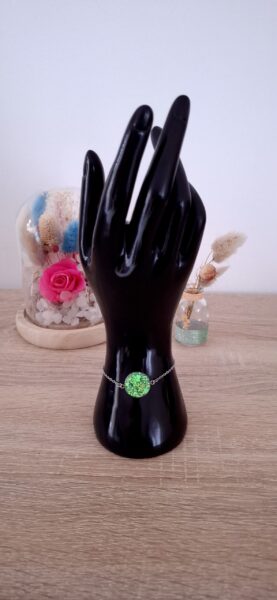 Bracelet paillette résine époxy fait main acier inoxydable artisanat France fashion France Vert