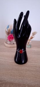Bracelet paillette résine époxy fait main acier inoxydable artisanat France fashion France Rouge