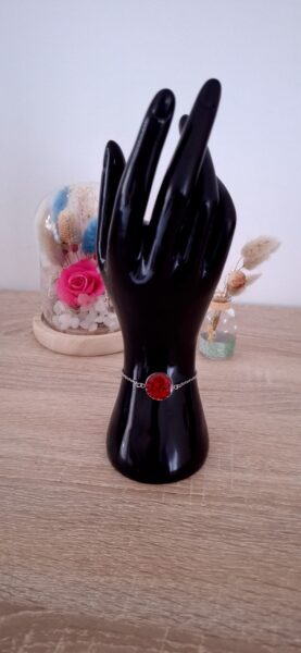 Bracelet paillette résine époxy fait main acier inoxydable artisanat France fashion France Rouge