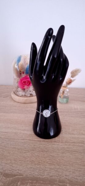 Bracelet paillette résine époxy fait main acier inoxydable artisanat France fashion France blanc