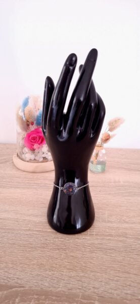 Bracelet paillette résine époxy fait main acier inoxydable artisanat France fashion France Noir