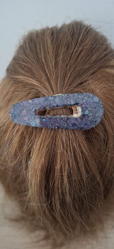 barrette cheveux résine époxy paillette noir paillettes du finistère france