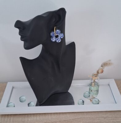 créole ronde doré acier inoxydable avec pampilles fleur blanc et blanc