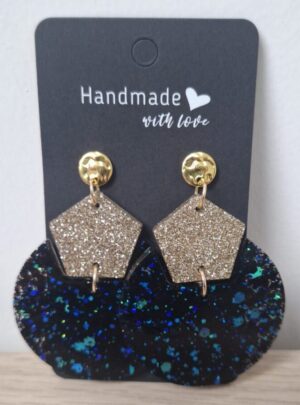 Boucles d'oreilles cosmos chic bleu et doré
